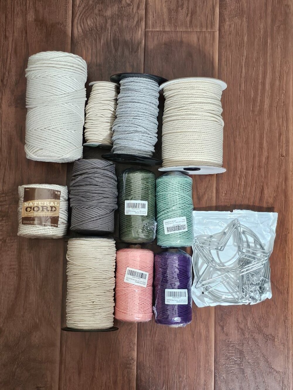 Macrame Cord (SOME NEVER OPENED) Mixed Colors and Size, Bonus: Metal Frames